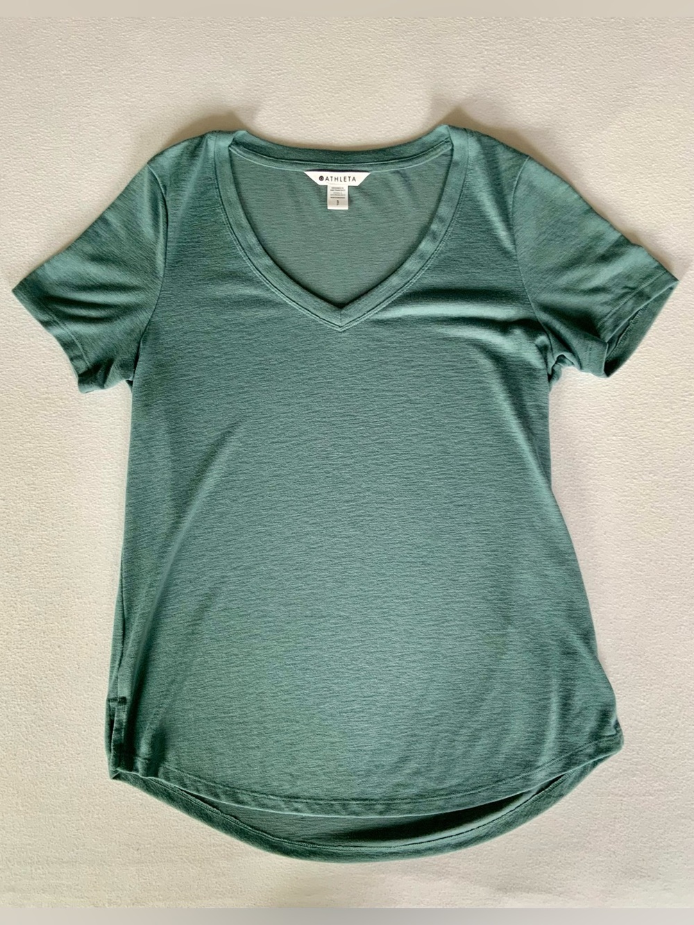 Athleta Breezy Scoop V-Neck Tee Blue Green Size S